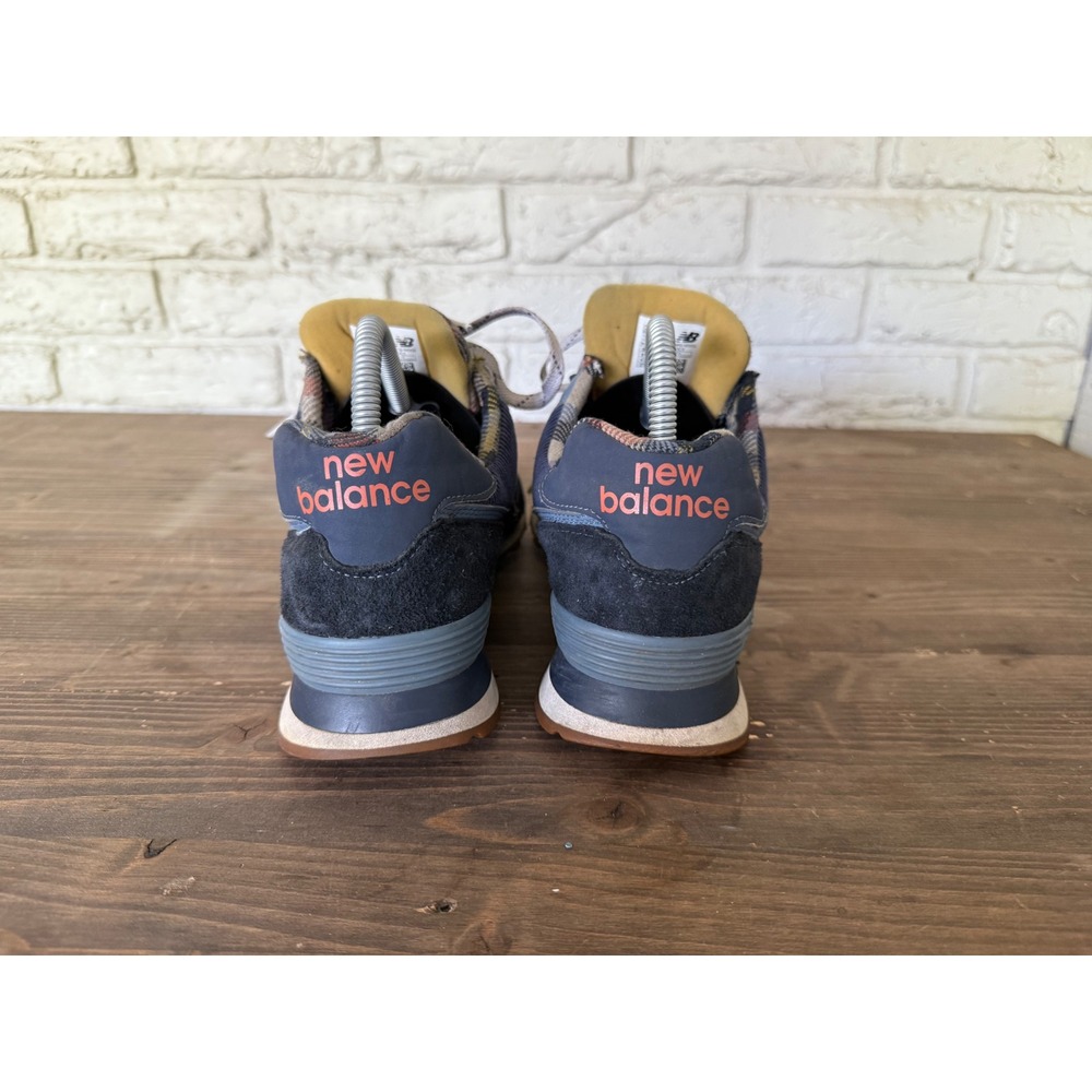 New Balance 574 HMK Dark Blue Plaid Suede Men's Limited Edition Sneakers Sz 9.5 - Picture 3 of 11